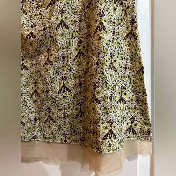 Vintage C. C. Outlaw Jersey Paisley Skirt with Green Gem Detail & Nude Mesh Hem - Picture 8 of 14